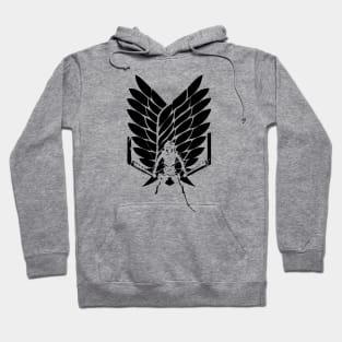 attack on titan logo black and white Hoodie